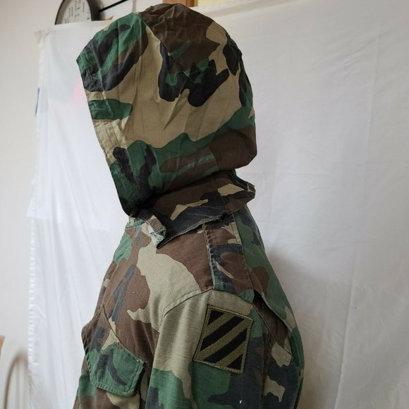 Golden MFG US Army Hooded Woodland Camo Cold Weather Heavy Military Coat Jacket - Picture 7 of 12
